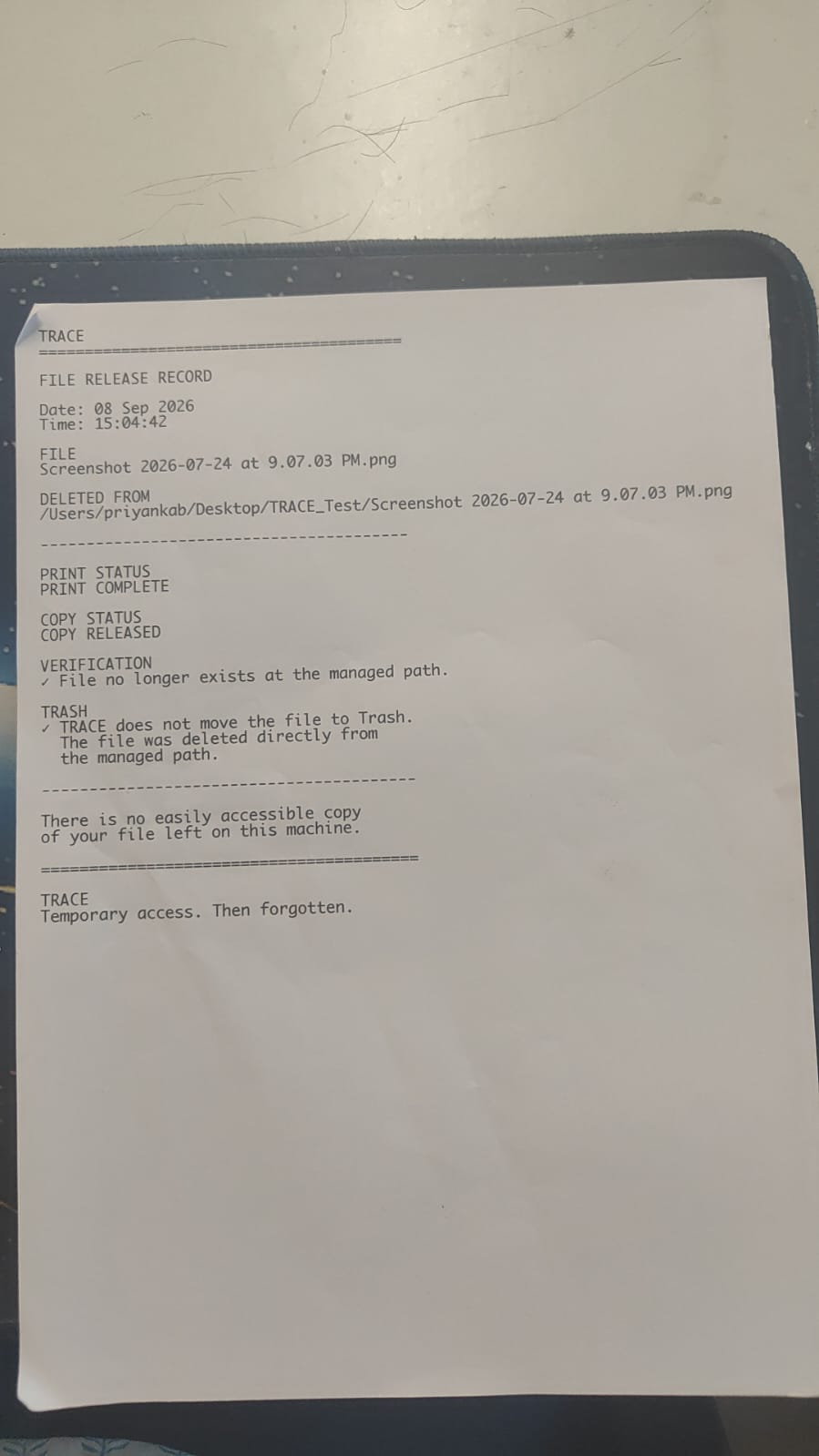 the printed slip that customer can see